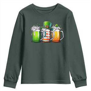 Irish Beer Youth Sweatshirt Ireland St Patricks Day Drinking Party TS10 Dark Forest Green Print Your Wear