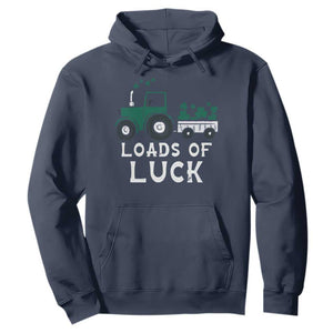 Boys St Patricks Day Hoodie Loads Of Luck Lucky Tractor Truck TS10 Navy Print Your Wear