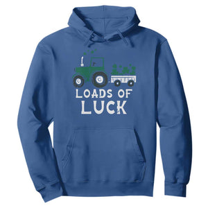 Boys St Patricks Day Hoodie Loads Of Luck Lucky Tractor Truck TS10 Royal Blue Print Your Wear
