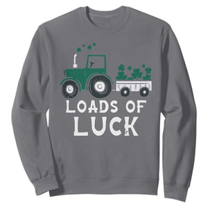 Boys St Patricks Day Sweatshirt Loads Of Luck Lucky Tractor Truck TS10 Charcoal Print Your Wear