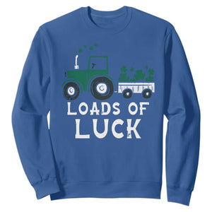 Boys St Patricks Day Sweatshirt Loads Of Luck Lucky Tractor Truck TS10 Royal Blue Print Your Wear