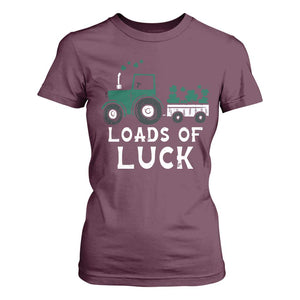 Boys St Patricks Day T Shirt For Women Loads Of Luck Lucky Tractor Truck TS10 Maroon Print Your Wear