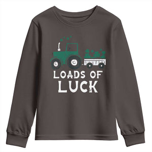 Boys St Patricks Day Youth Sweatshirt Loads Of Luck Lucky Tractor Truck TS10 Dark Chocolate Print Your Wear