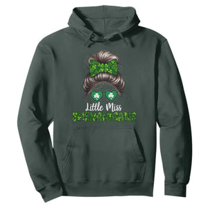 Little Miss Shenanigans St Patricks Day Hoodie Kids Girls Toddler TS10 Dark Forest Green Print Your Wear