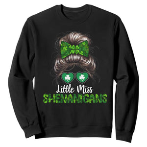 Little Miss Shenanigans St Patricks Day Sweatshirt Kids Girls Toddler TS10 Black Print Your Wear