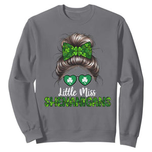 Little Miss Shenanigans St Patricks Day Sweatshirt Kids Girls Toddler TS10 Charcoal Print Your Wear