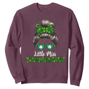 Little Miss Shenanigans St Patricks Day Sweatshirt Kids Girls Toddler TS10 Maroon Print Your Wear