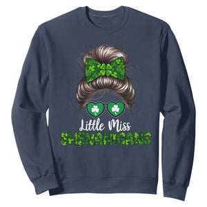 Little Miss Shenanigans St Patricks Day Sweatshirt Kids Girls Toddler TS10 Navy Print Your Wear