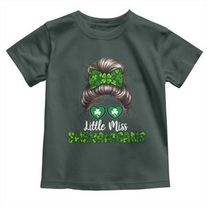 Little Miss Shenanigans St Patricks Day Toddler T Shirt Kids Girls Toddler TS10 Dark Forest Green Print Your Wear
