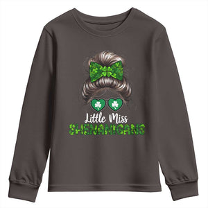 Little Miss Shenanigans St Patricks Day Youth Sweatshirt Kids Girls Toddler TS10 Dark Chocolate Print Your Wear
