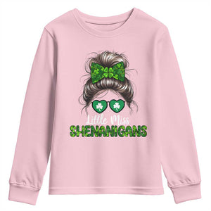 Little Miss Shenanigans St Patricks Day Youth Sweatshirt Kids Girls Toddler TS10 Light Pink Print Your Wear