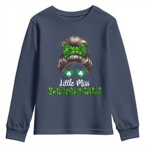 Little Miss Shenanigans St Patricks Day Youth Sweatshirt Kids Girls Toddler TS10 Navy Print Your Wear