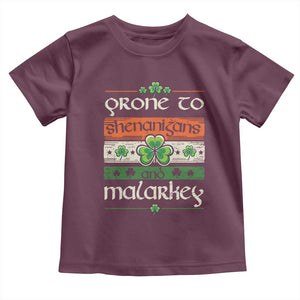 St. Patrick's Day Prone to Shenanigans and Malarkey Toddler T Shirt Funny St Patrick's Day Lucky Shamrock Irish TS10 Maroon Print Your Wear