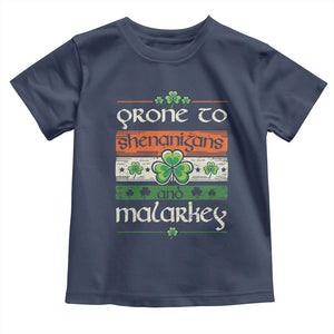 St. Patrick's Day Prone to Shenanigans and Malarkey Toddler T Shirt Funny St Patrick's Day Lucky Shamrock Irish TS10 Navy Print Your Wear