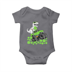 Lucky St Patricks Day Toddler Boys Baby Onesie T Rex Dino Riding Monster Truck Shamrock TS10 Charcoal Print Your Wear