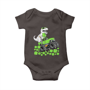 Lucky St Patricks Day Toddler Boys Baby Onesie T Rex Dino Riding Monster Truck Shamrock TS10 Dark Chocolate Print Your Wear