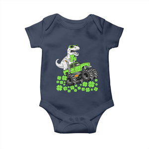 Lucky St Patricks Day Toddler Boys Baby Onesie T Rex Dino Riding Monster Truck Shamrock TS10 Navy Print Your Wear
