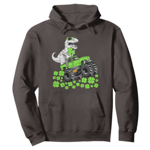 Lucky St Patricks Day Toddler Boys Hoodie T Rex Dino Riding Monster Truck Shamrock TS10 Dark Chocolate Print Your Wear