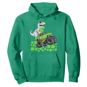 Lucky St Patricks Day Toddler Boys Hoodie T Rex Dino Riding Monster Truck Shamrock TS10 Irish Green Print Your Wear
