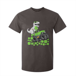 Lucky St Patricks Day Toddler Boys T Shirt For Kid T Rex Dino Riding Monster Truck Shamrock TS10 Dark Chocolate Print Your Wear