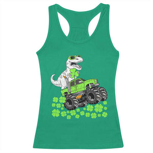 Lucky St Patricks Day Toddler Boys Racerback Tank Top T Rex Dino Riding Monster Truck Shamrock TS10 Irish Green Print Your Wear