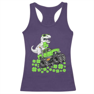 Lucky St Patricks Day Toddler Boys Racerback Tank Top T Rex Dino Riding Monster Truck Shamrock TS10 Purple Print Your Wear