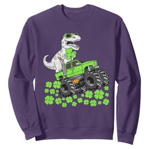 Lucky St Patricks Day Toddler Boys Sweatshirt T Rex Dino Riding Monster Truck Shamrock TS10 Purple Print Your Wear