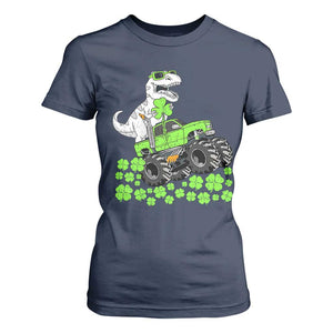 Lucky St Patricks Day Toddler Boys T Shirt For Women T Rex Dino Riding Monster Truck Shamrock TS10 Navy Print Your Wear