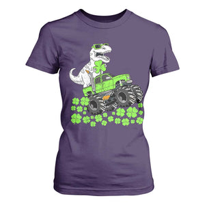 Lucky St Patricks Day Toddler Boys T Shirt For Women T Rex Dino Riding Monster Truck Shamrock TS10 Purple Print Your Wear