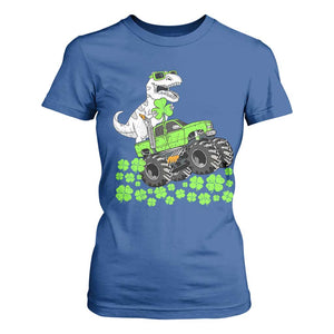 Lucky St Patricks Day Toddler Boys T Shirt For Women T Rex Dino Riding Monster Truck Shamrock TS10 Royal Blue Print Your Wear