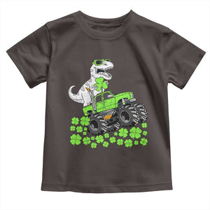 Lucky St Patricks Day Toddler Boys Toddler T Shirt T Rex Dino Riding Monster Truck Shamrock TS10 Dark Chocolate Print Your Wear