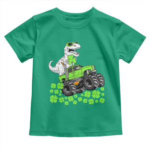 Lucky St Patricks Day Toddler Boys Toddler T Shirt T Rex Dino Riding Monster Truck Shamrock TS10 Irish Green Print Your Wear