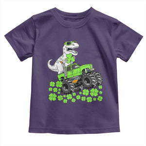 Lucky St Patricks Day Toddler Boys Toddler T Shirt T Rex Dino Riding Monster Truck Shamrock TS10 Purple Print Your Wear