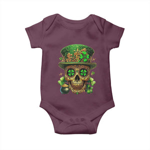 Sugar Skull St Patrick Day Baby Onesie De Los Muertos Lucky Shamrock TS10 Maroon Print Your Wear