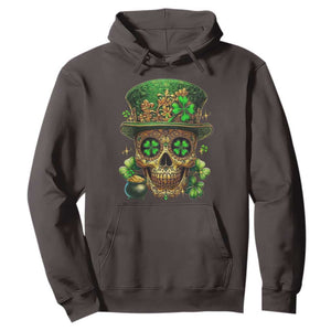 Sugar Skull St Patrick Day Hoodie De Los Muertos Lucky Shamrock TS10 Dark Chocolate Print Your Wear