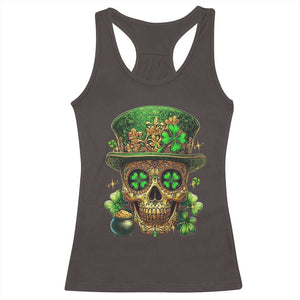 Sugar Skull St Patrick Day Racerback Tank Top De Los Muertos Lucky Shamrock TS10 Dark Chocolate Print Your Wear