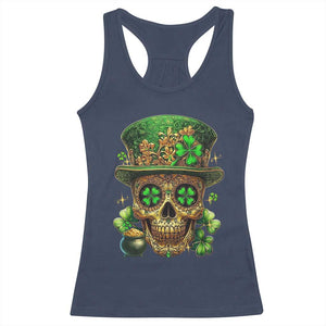 Sugar Skull St Patrick Day Racerback Tank Top De Los Muertos Lucky Shamrock TS10 Navy Print Your Wear