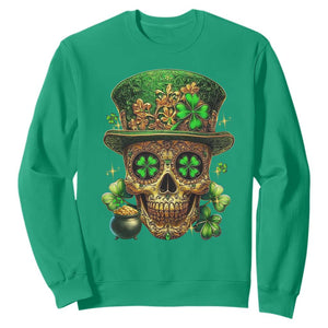 Sugar Skull St Patrick Day Sweatshirt De Los Muertos Lucky Shamrock TS10 Irish Green Print Your Wear