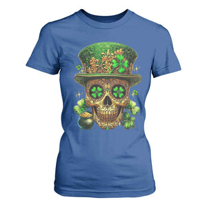 Sugar Skull St Patrick Day T Shirt For Women De Los Muertos Lucky Shamrock TS10 Royal Blue Print Your Wear