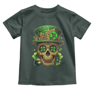 Sugar Skull St Patrick Day Toddler T Shirt De Los Muertos Lucky Shamrock TS10 Dark Forest Green Print Your Wear