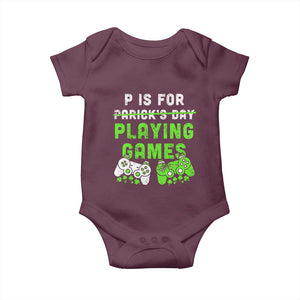 Video Game Controller Irish Gamer Boys St Patricks Day Baby Onesie TS10 Maroon Print Your Wear