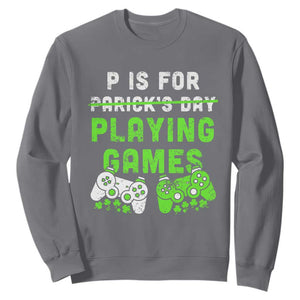 Video Game Controller Irish Gamer Boys St Patricks Day Sweatshirt TS10 Charcoal Print Your Wear
