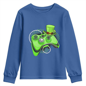 Irish Video Game Controller St Patrick Day Gamer Youth Sweatshirt TS10 Royal Blue Print Your Wear
