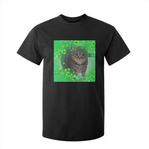 Funny Cat Meme St Patricks Day T Shirt For Kid Lucky Shamrock Goofy Ahh Cat TS10 Black Print Your Wear
