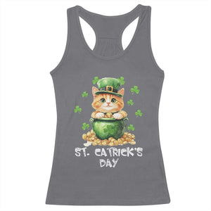 St. Patrick's Day Irish Cat Racerback Tank Top Kitty Saint Pattys Lucky Shamrocks TS10 Charcoal Print Your Wear