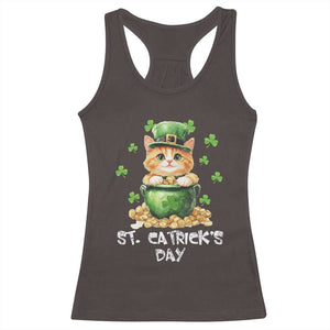 St. Patrick's Day Irish Cat Racerback Tank Top Kitty Saint Pattys Lucky Shamrocks TS10 Dark Chocolate Print Your Wear
