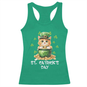 St. Patrick's Day Irish Cat Racerback Tank Top Kitty Saint Pattys Lucky Shamrocks TS10 Irish Green Print Your Wear