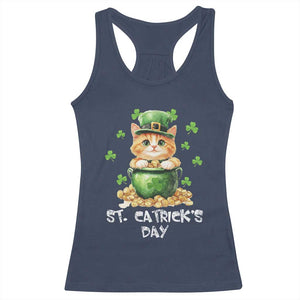 St. Patrick's Day Irish Cat Racerback Tank Top Kitty Saint Pattys Lucky Shamrocks TS10 Navy Print Your Wear