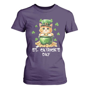 St. Patrick's Day Irish Cat T Shirt For Women Kitty Saint Pattys Lucky Shamrocks TS10 Purple Print Your Wear