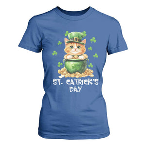 St. Patrick's Day Irish Cat T Shirt For Women Kitty Saint Pattys Lucky Shamrocks TS10 Royal Blue Print Your Wear